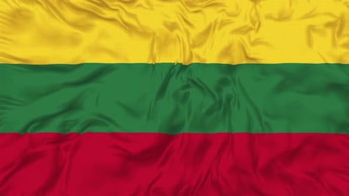 Waving Lithuania Flag Fabric Animation Background