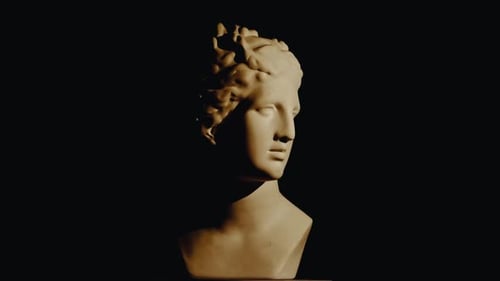 Closeup Shot Ancient Marble Bust Statue of Roman Era Woman Spinning Round on a Platform Isolated on
