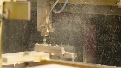 Industrial Woodworking Cutting Timber In Lumber Mill