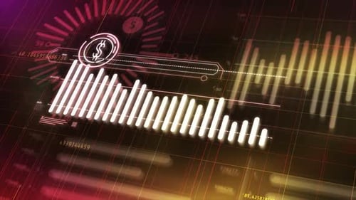Animated Infographics Of Falling Stock Quotes Of The Dollar