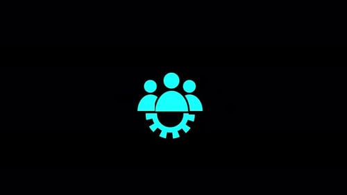 Animated of group people with gear icon