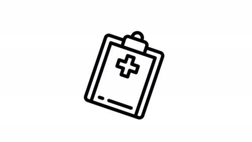Medical Clipboard Icon Animation with Heartbeat Line