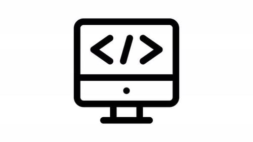 Animated Minimalist Monitor Icon with Code Symbol