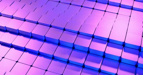 Pink rows of waving cubes