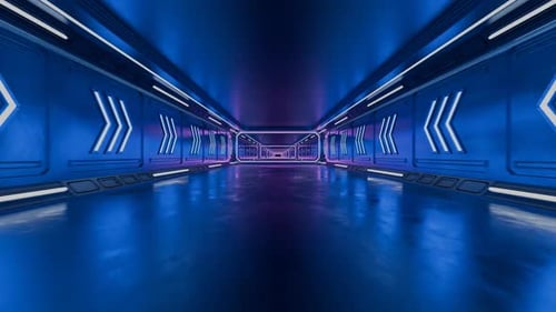 VJ loop. Camera movement along the corridor of the spaceship. Seamless camera movement in a futurist