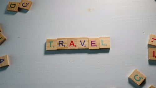 Wooden Blocks Spell Travel Concept