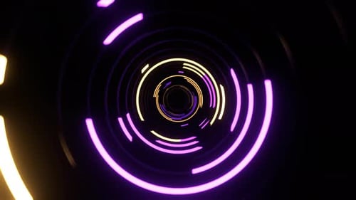 Purple And Light Yellow Abstract Neon Vortex In Infinite Fantasy Tunnel Background Vj Loop In 4 K