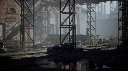 Abandoned Multistory Red Brick Factory Buildings