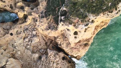 Looking down on unique rock formations carved by years of breaking waves