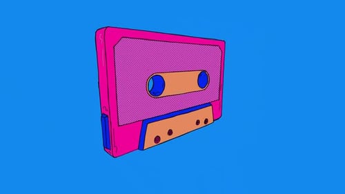 Animated Retro Cassette Tape with Sketchy Outline