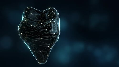 Loop 3D Digital Tooth Wireframe Hologram in Dark Futuristic Style