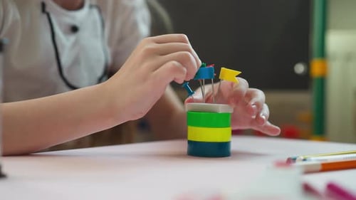 Little Girl Decors Tower with Tag Pins and Shows Hearts