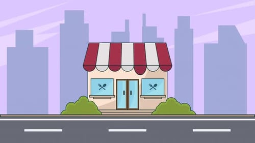 restaurant building landscaped cartoon animation backgrounds video