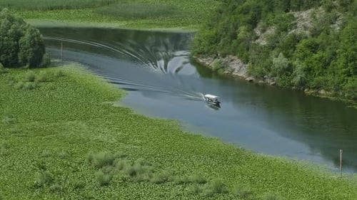 Boat on River Flowing Into Skadar Lake