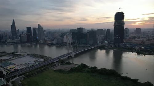 Aerial View of Ho Chi Minh City or Saigon in Vietnam