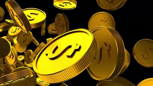 Falling Golden Dollar Coins Abstract Animation