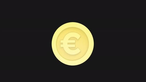 Golden Euro Coin Spinning Loop Animation