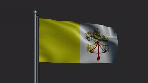 Vatican City Flag Waving in Realistic 3D Loop