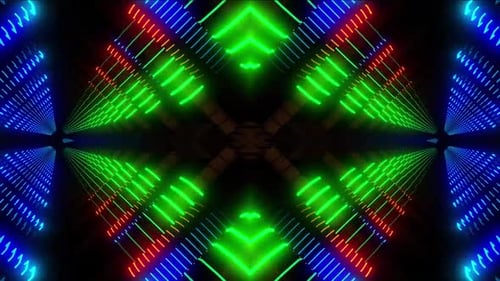 Glowing Neon Geometric Lines Tunnel Animation