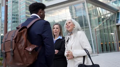 Diverse Business Team Having a Professional Conversation Outdoors