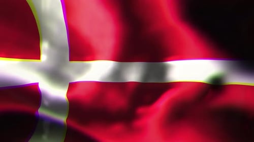 Dynamic Waving Flag of Denmark with Bright Light Effects