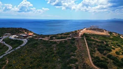 Site archéologique de Sounion - Temple de Poséidon dans la municipalité de Lavreotiki, Attique orientale, Grèce.