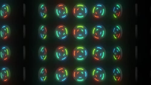 Neon Rotating Geometric Circles Grid Background