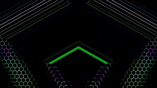 Colorful Neon Geometric Lines and Hexagons Animated Background