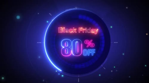 Futuristic Neon Black Friday 80% Off Sale Text Reveal