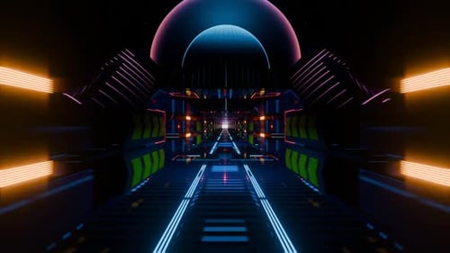 Abstract 3d Dreamlike Glowing Tunnel of Shifting Colors and Light