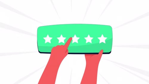 Flat Design Star Rating Animation with Hand Interaction