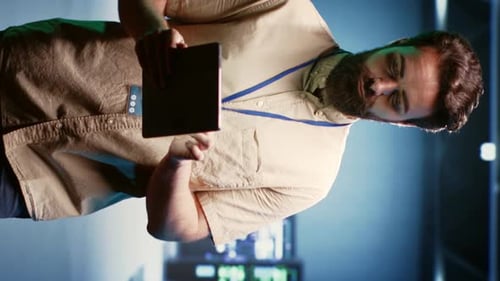 Man Using Tablet Inside Office Environment