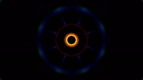 Abstract Neon Glowing Geometric Kaleidoscope Pattern Background