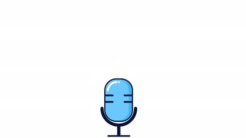 Animated Flat Design Microphone Icon for Audio and Podcast Content