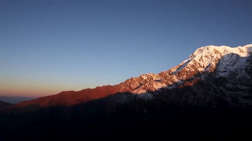 beautiful Panoramic morning view of Mount Annapurna South at Pokhara, Nepal.