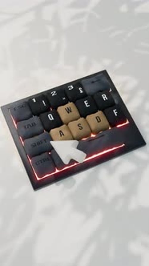Representación 3D de una animación de teclado en tela