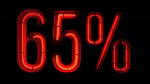 Neon Style 65 Percent Numbers Animation