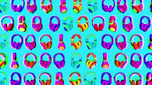 Risograph Style Spinning Headphones Background
