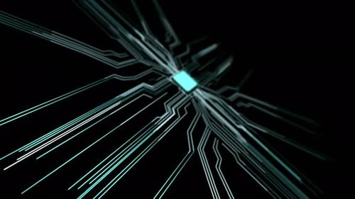 Technology concept. circuit board provide data. colorful data line futuristic