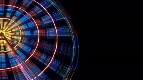 Blur Timelapse Footage of Ferris Wheel in Amusement Park Going Around Filmed at Night Time