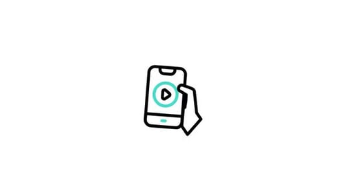Animated Hand Tapping Phone Play Pause Icon Interaction