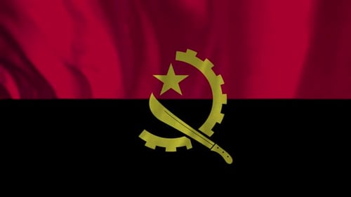 Angola National Flag Waving with Realistic Fabric Movement