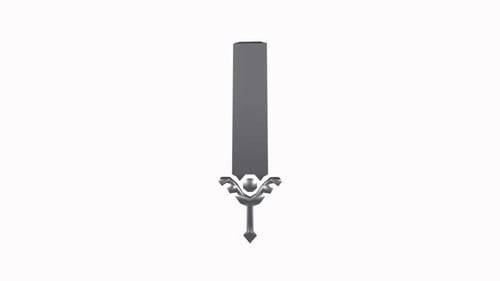 Sword rotating in loop on white background