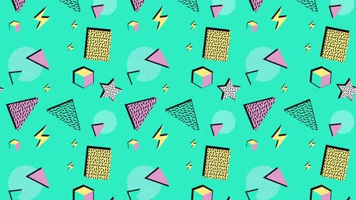 Dynamic Retro Memphis Style Abstract Shapes Seamless Loop
