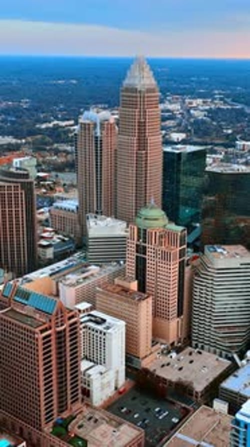 Spectacular view on the vast cityscape of Charlotte, NC, USA.