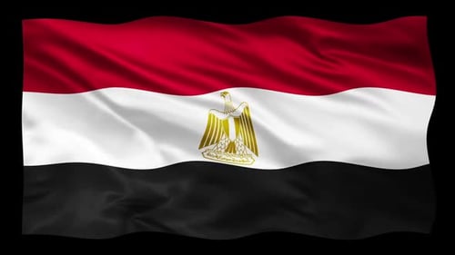 Waving Egyptian Flag with Eagle of Saladin
