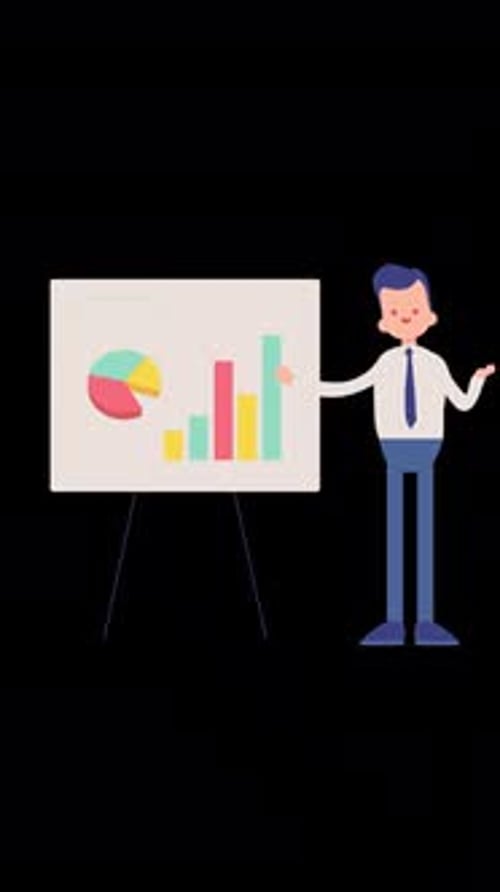 Office Worker Showing Business Presentation To His Boss Vertical Alpha Channel