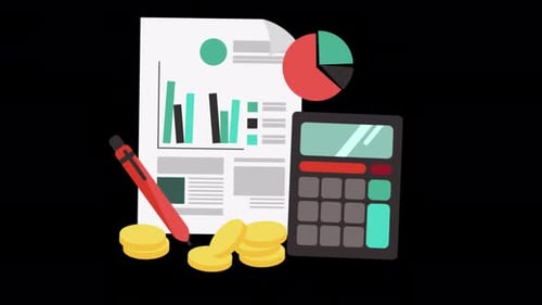 Financial Items Flying In The Air 4K Alpha Channel