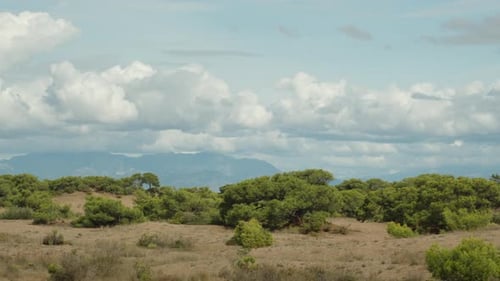 Thunderclouds over the mountains, view from the desert.