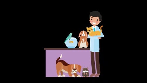 Veterinary Doctor with Animals Clinic Alpha Channel